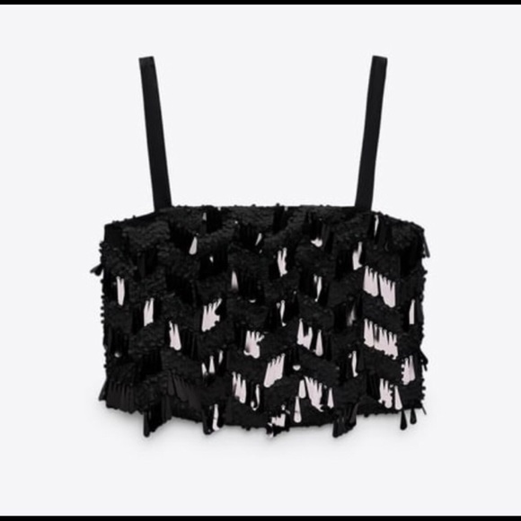 NWT ZARA BLACK SEQUIN CAMISOLE - Picture 11 of 12